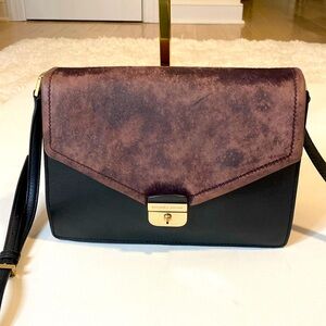 Kate Spade Hyde Place Sayra Flap Front Crossbody Bag In Black & Aubergine